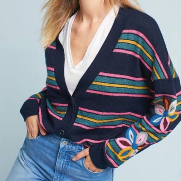 SOLD NWT anthro brand Moth Felted Posy Cardigan - Picture 3 of 8